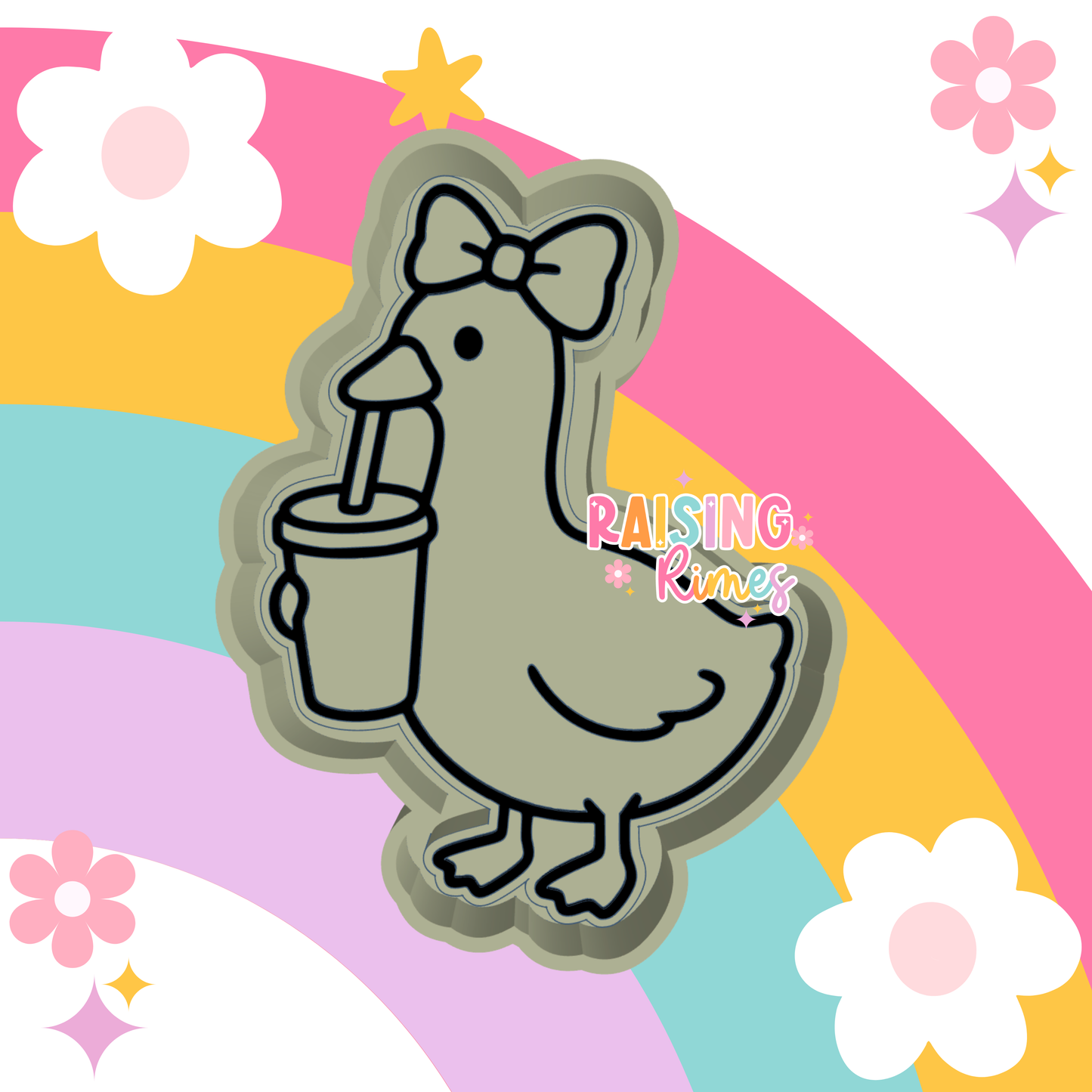 Girly Bow Goose w/ Drink Silicone Mold