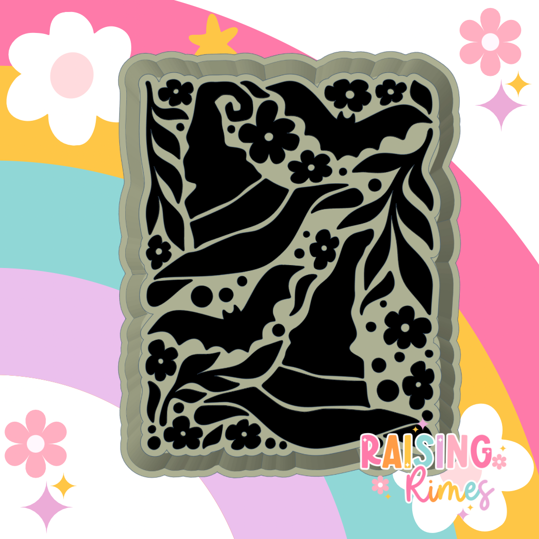 Abstract Witch Hats & Bats Silicone Mold