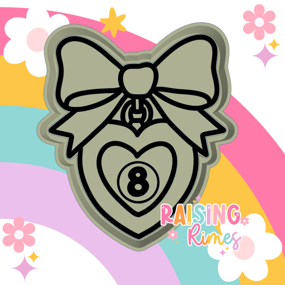 8 Ball Heart Locket Plain Bow Silicone Mold