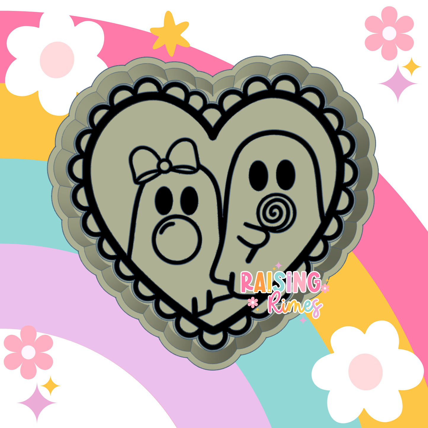 Ghosts in Heart Silicone Mold