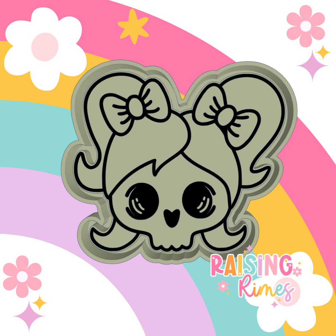 Skully Girl w/ Bows Silicone Mold