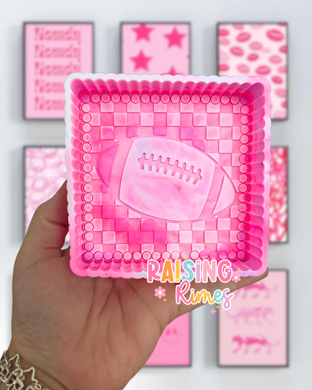 Checkered Frame Football Silicone Mold