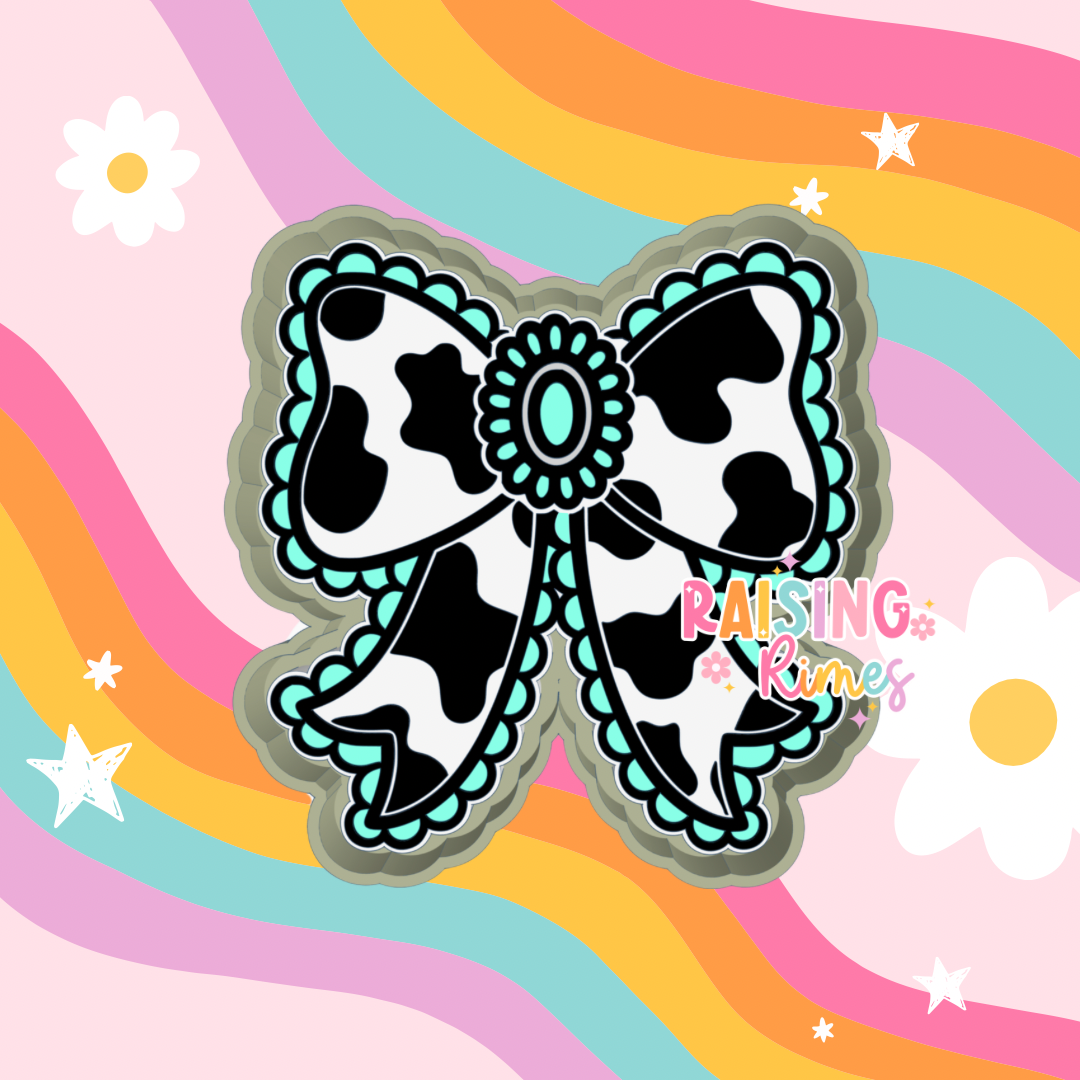 Cow Print Bow w/ Concho Silicone Mold