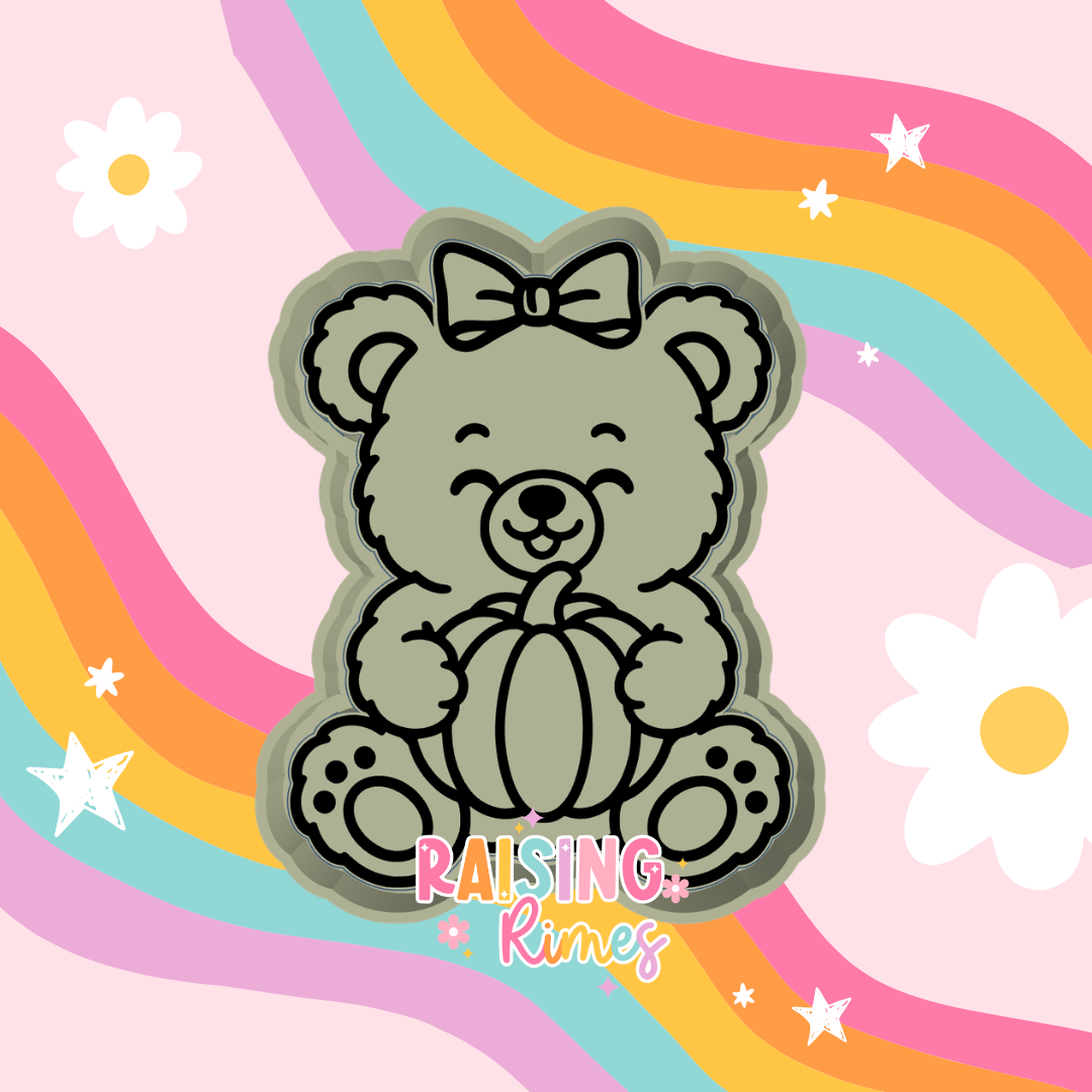 Bear Holding Pumpkin Silicone Mold