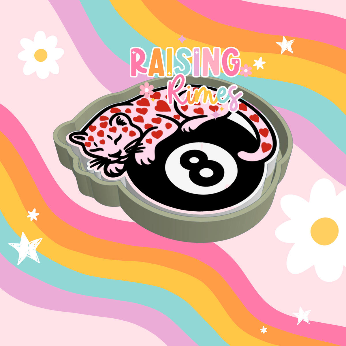 Heart Leopard 8 Ball Silicone Mold