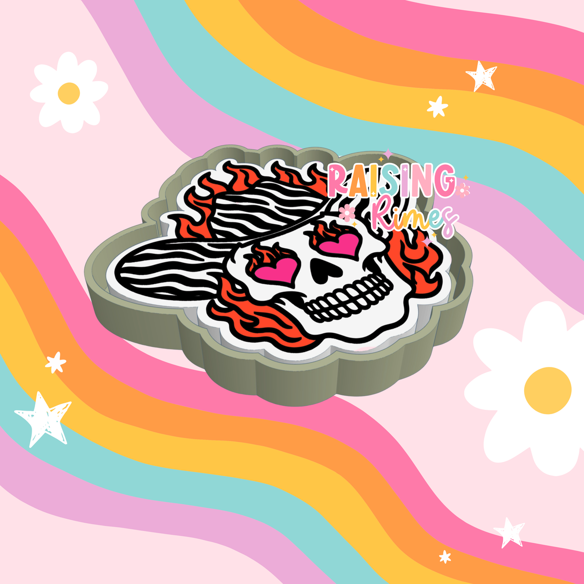 Heart Flame Skull Silicone Mold