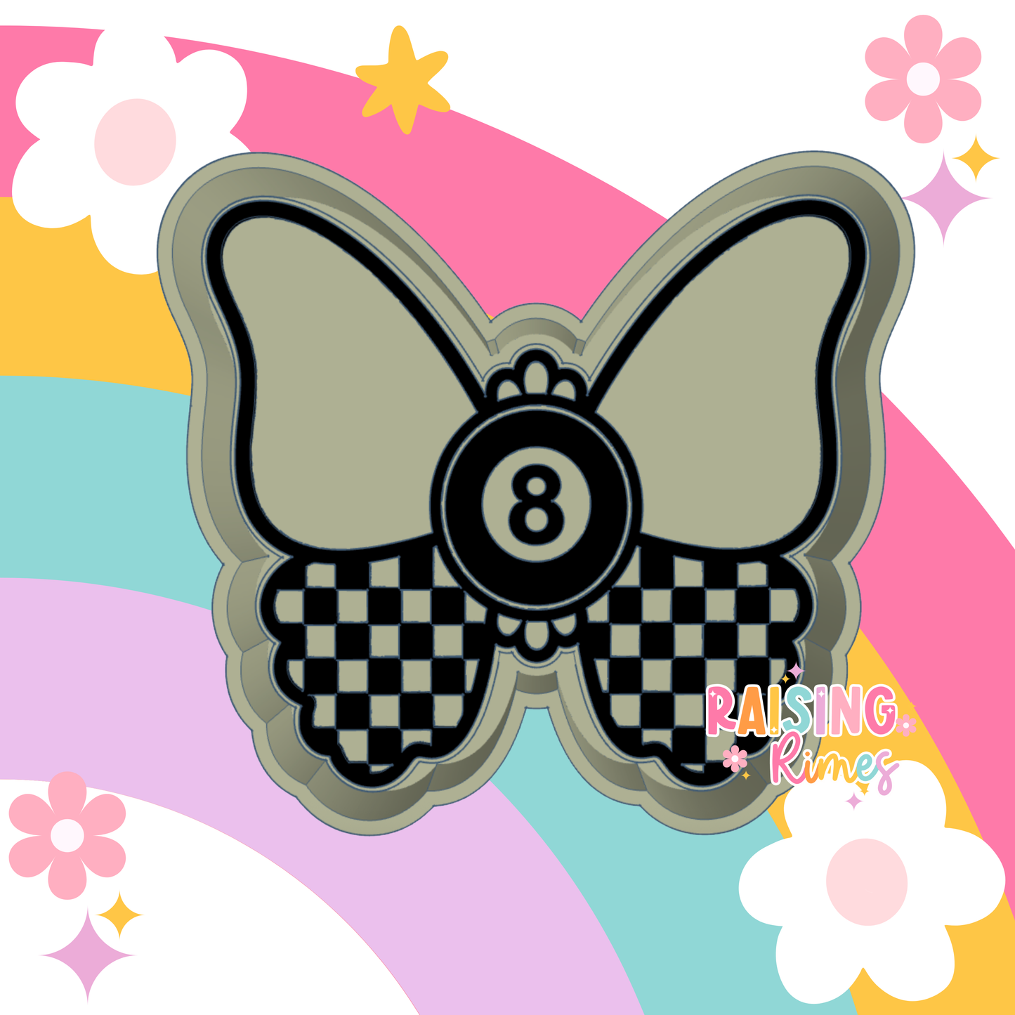 Checkered 8 Ball Butterfly Silicone Mold