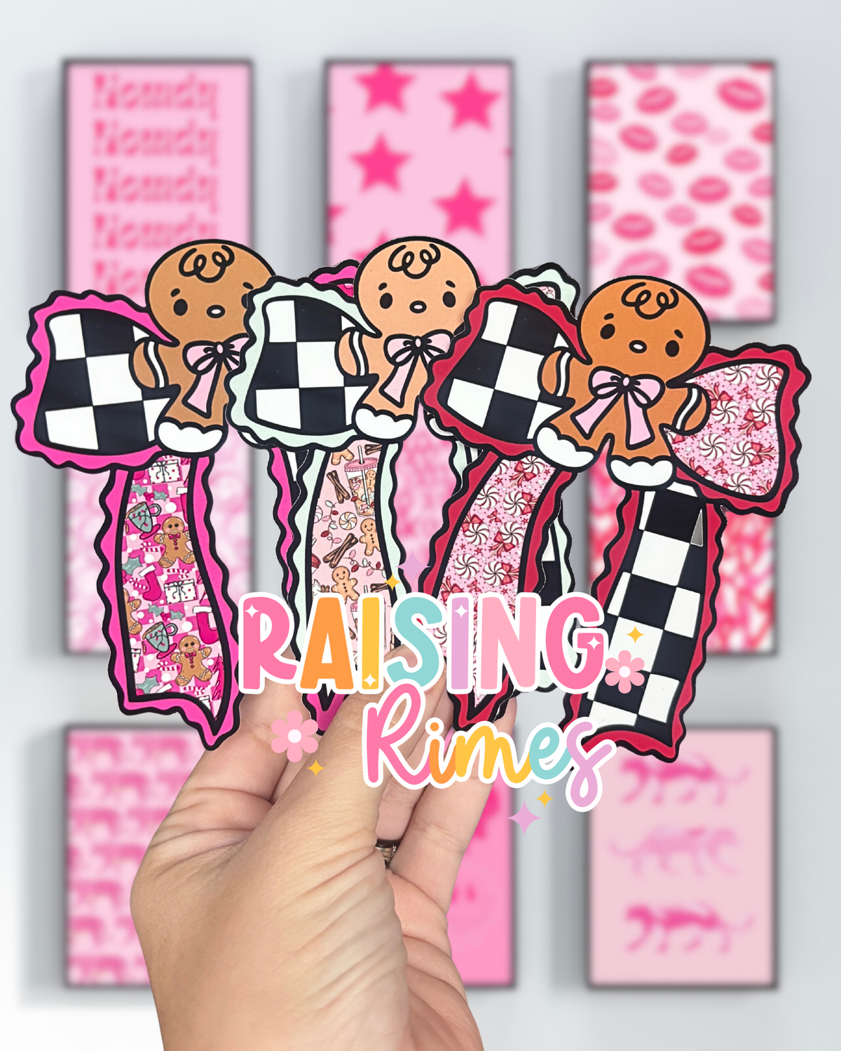 Checkered Gingerbread Bow Cardstock Grab Bag
