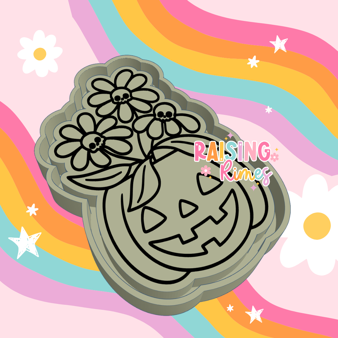 Jack O’ Lantern w/ Flowers Silicone Mold