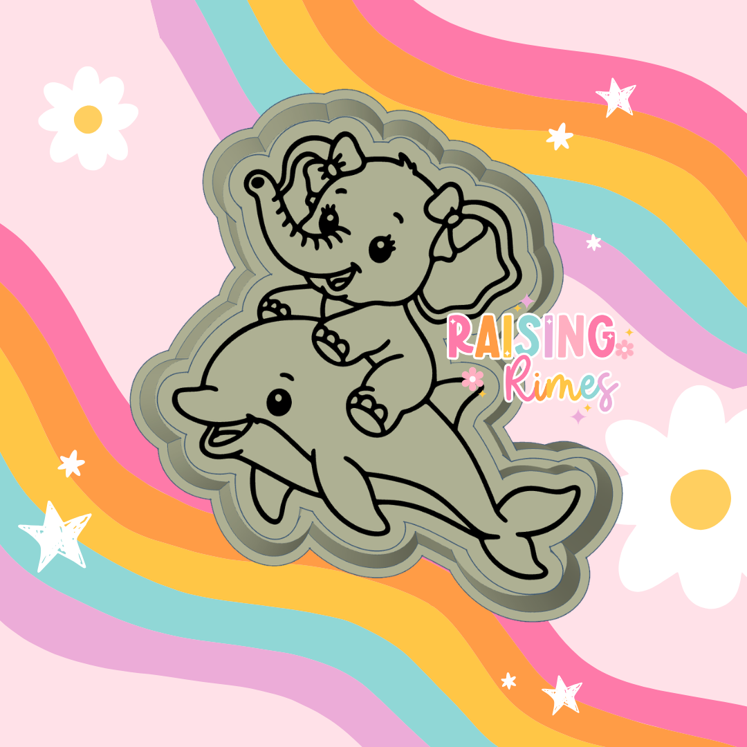 Elephant On Dolphin Silicone Mold