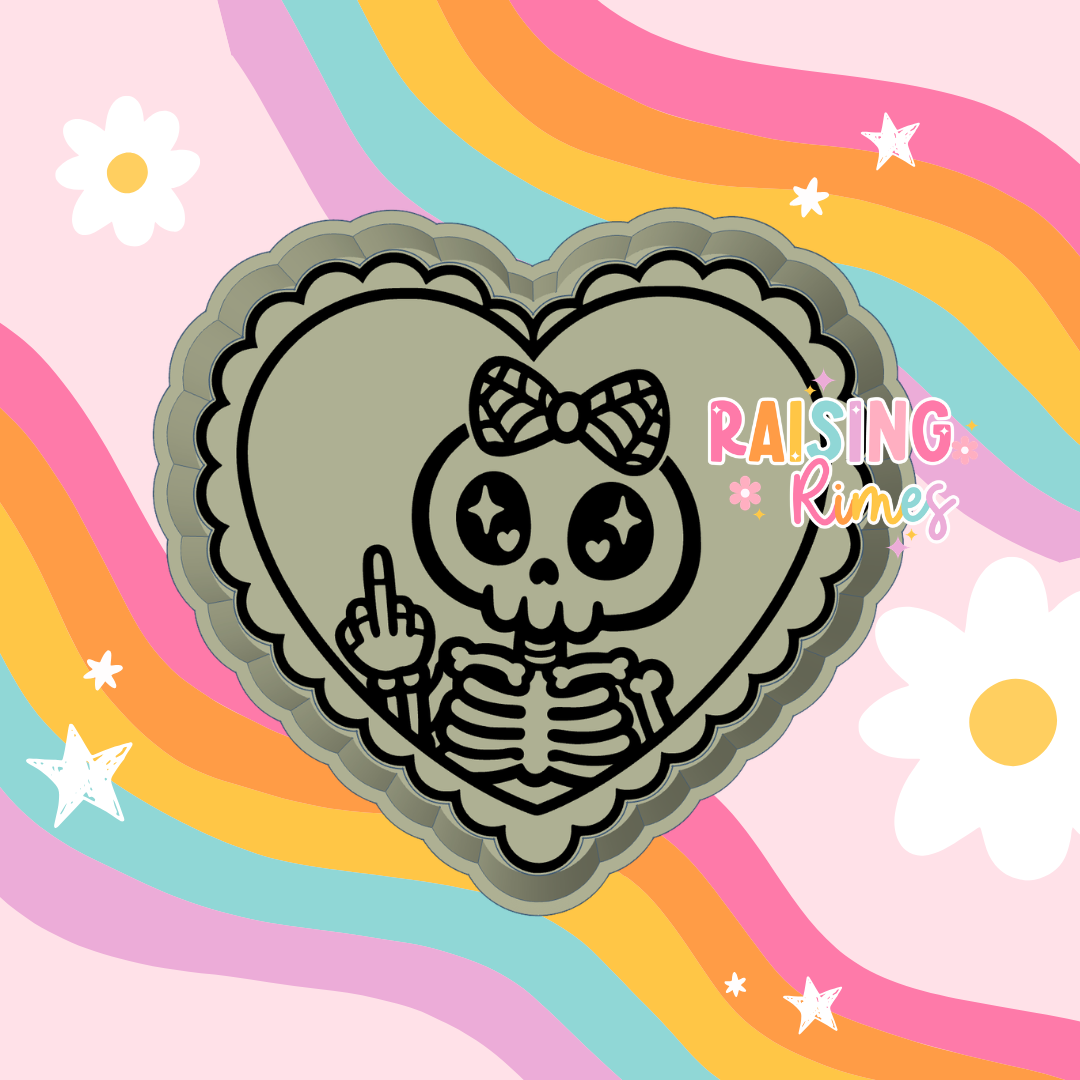 Middle Finger Skeleton Heart Silicone Mold