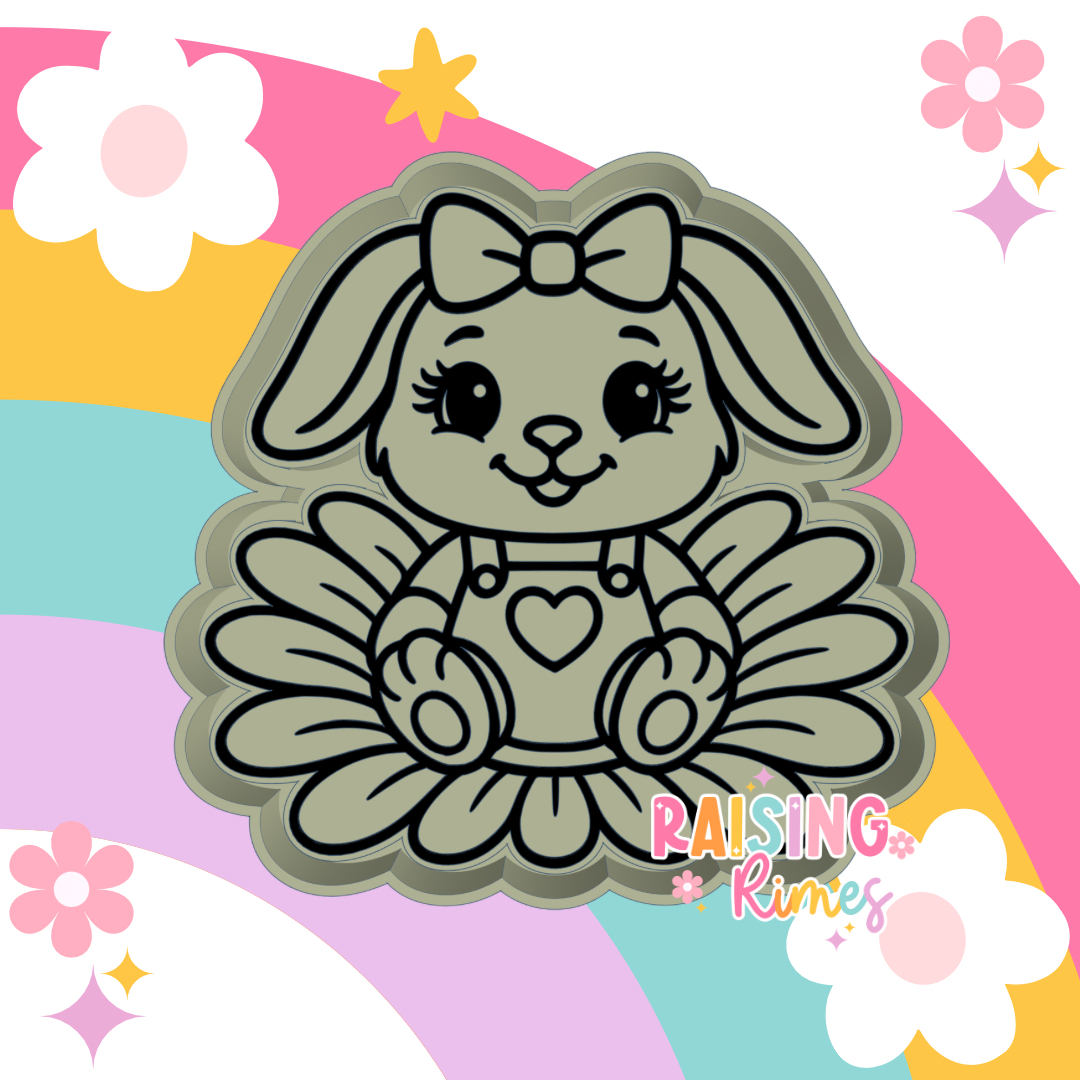 Overall Bunny on Flower Silicone Mold