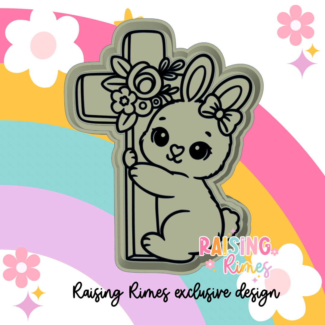 Bunny Hugging Cross Silicone Mold