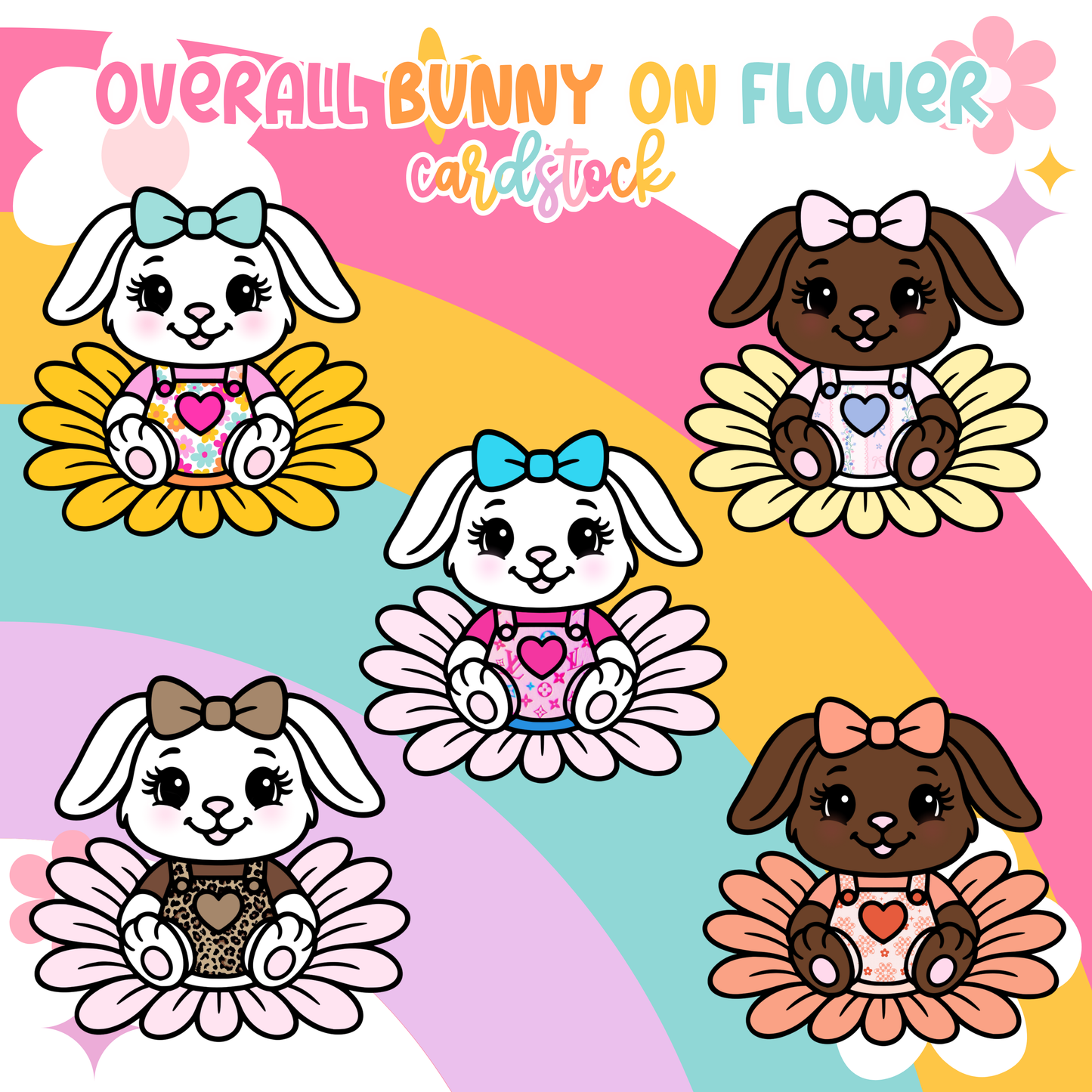 Overall Bunny On Flower Cardstock Grab Bag