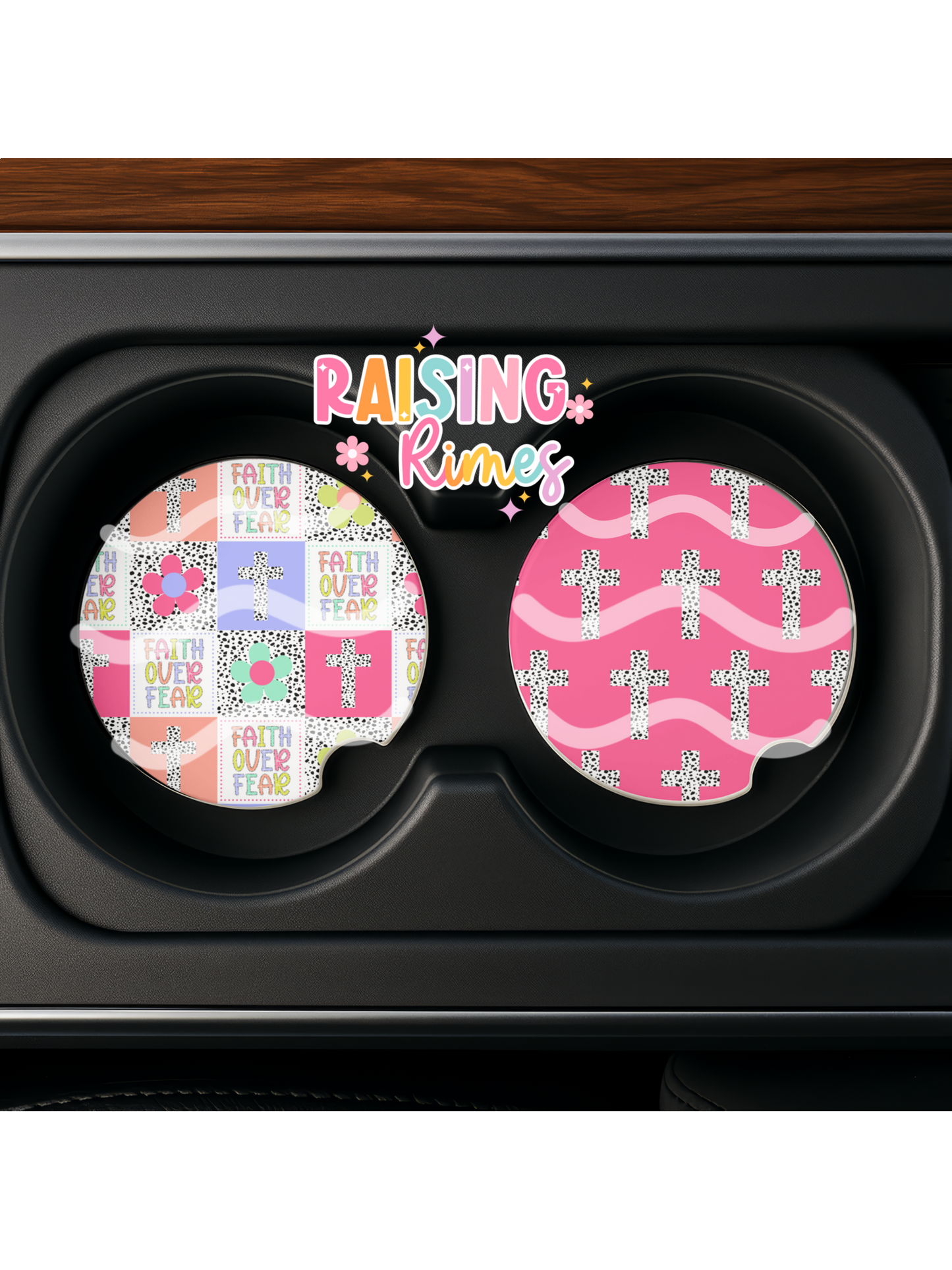 Faith Over Fear Pink Coaster Set