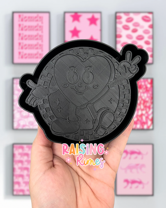 Checkered Retro Heart Silicone Mold