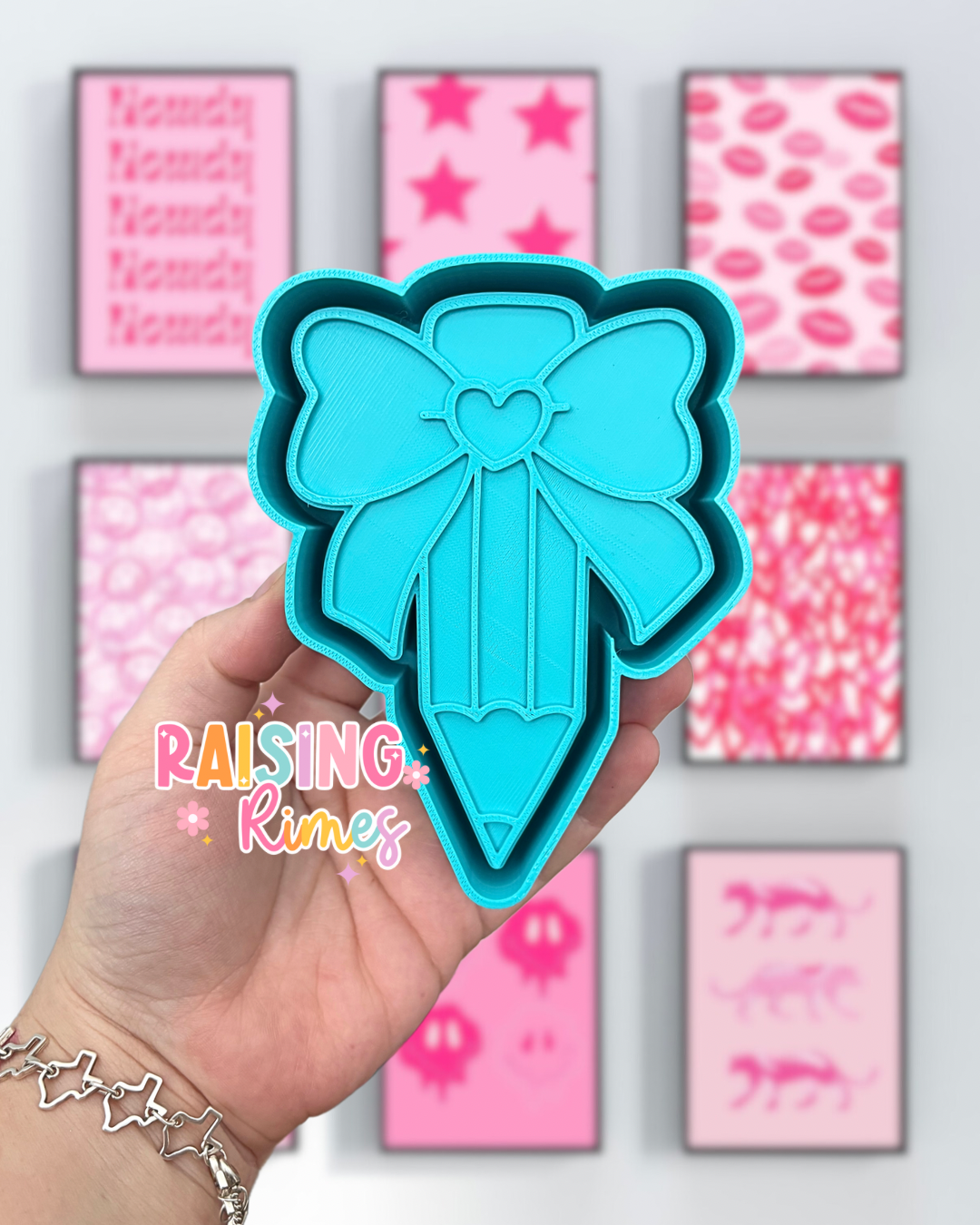 Pencil w/ Heart Bow Silicone Mold