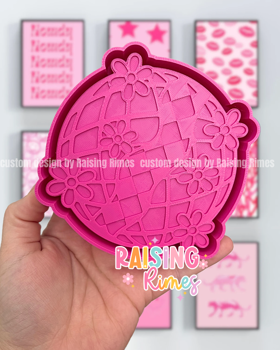 Wavy Checkered Daisy Disco Silicone Mold