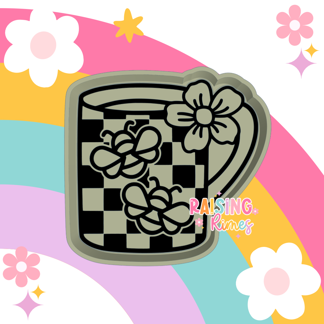 Bee Checkered Mug Silicone Mold