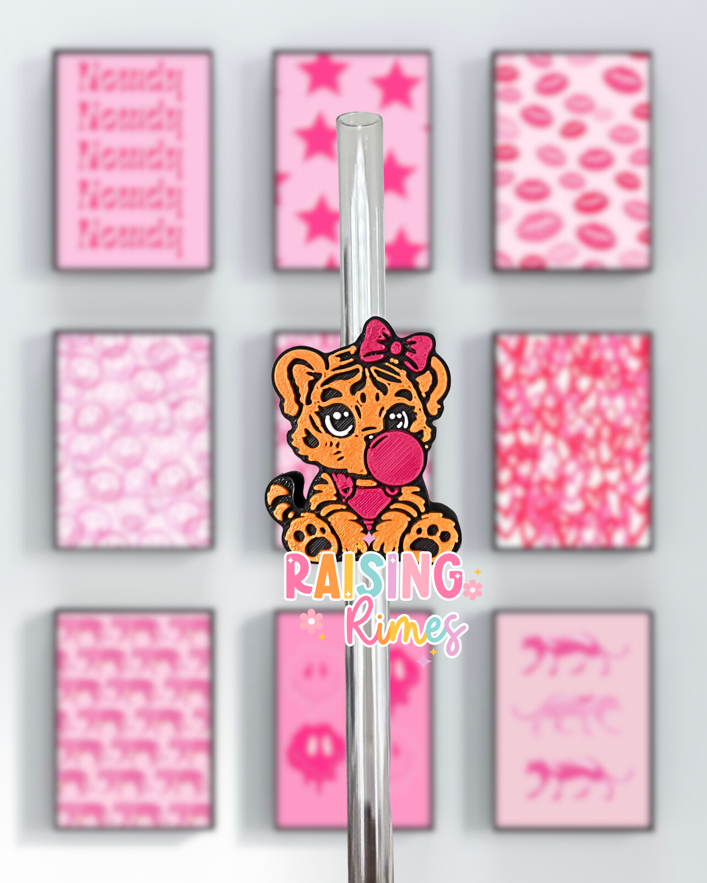 Bubblegum Tilly Tiger Straw Topper
