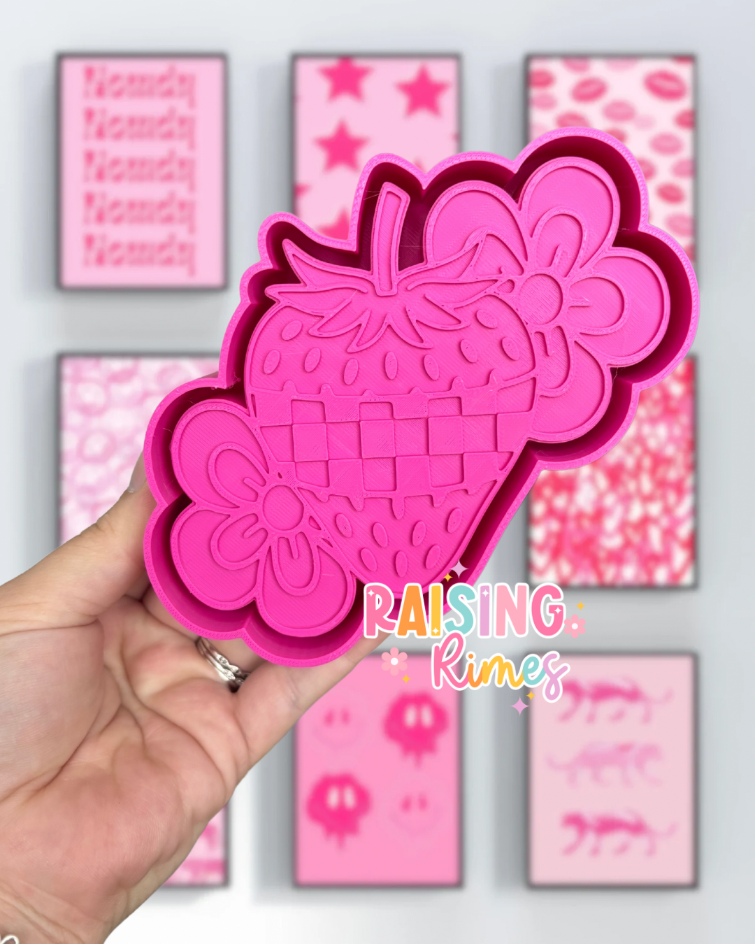 Checkered Groovy Strawberry Silicone Mold