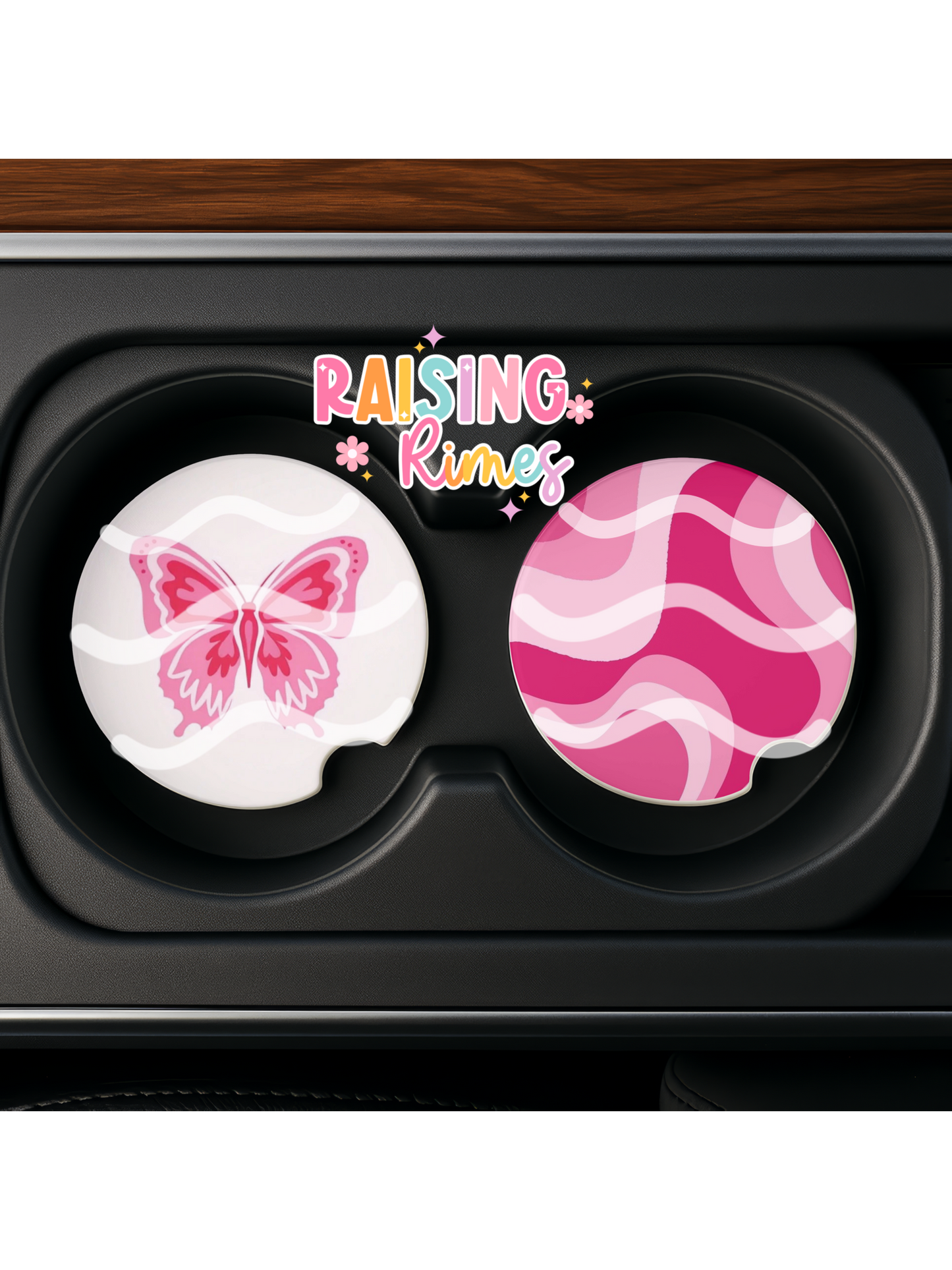 Groovy Pink Butterfly Coaster Set