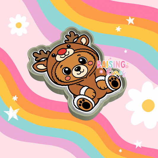 Bear in Reindeer Costume Silicone Mold
