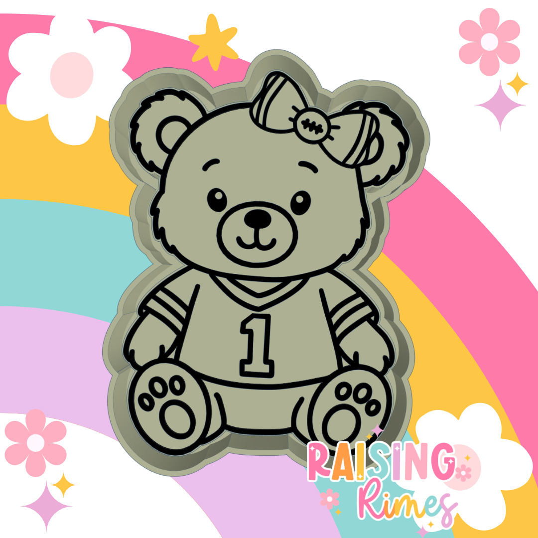 Football Bow & Jersey Bear Silicone Mold