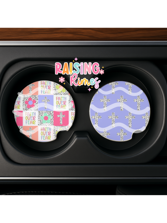 Faith Over Fear Purple Coaster Set