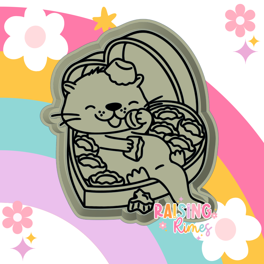 Otter In Heart Box Candy Silicone Mold