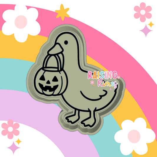 Goose w/ Jack O Lantern Bucket Silicone Mold