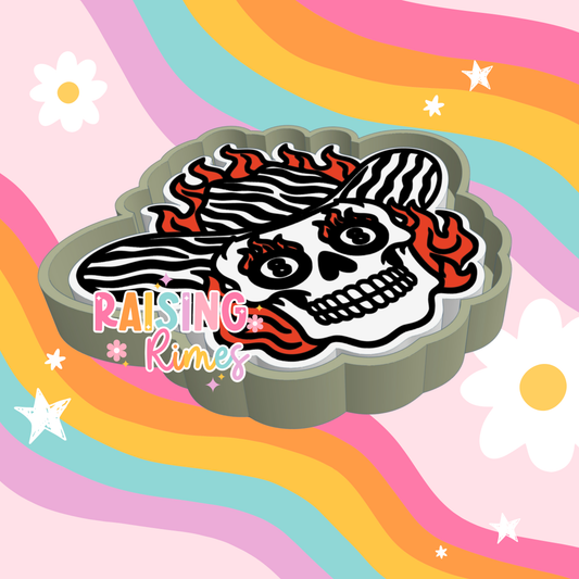 8 Ball Flame Skull Silicone Mold