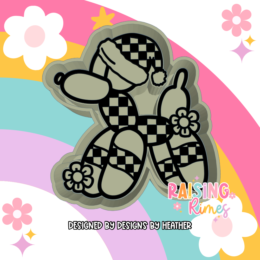 Checkered Christmas Balloon Dog Silicone Mold