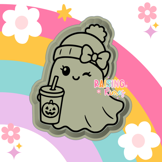 Girly Beanie Ghost w/ Drink Silicone Mold