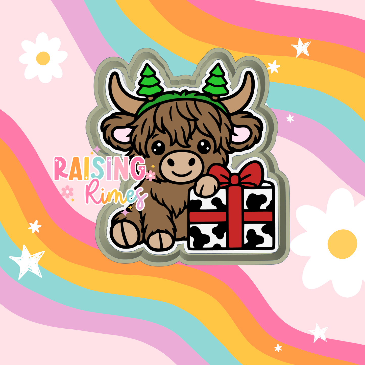 Tree Headband Cow w/ Present Silicone Mold