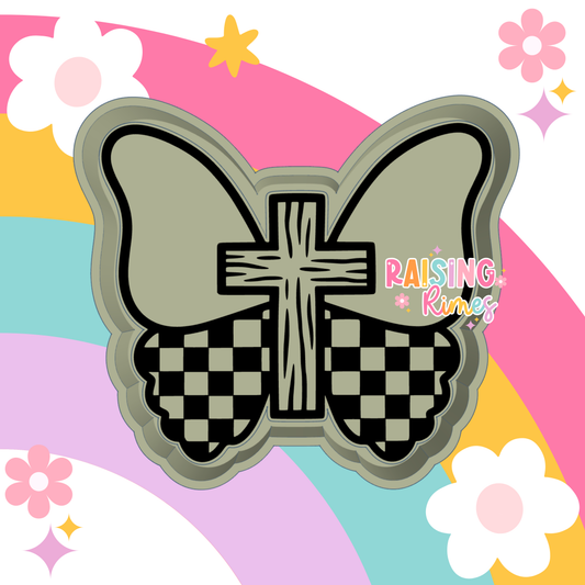 Checkered Butterfly w/ Cross Silicone Mold
