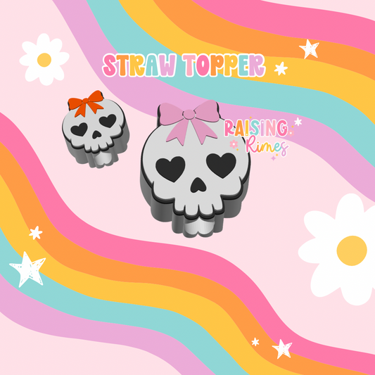 Coquette Skull Straw Topper