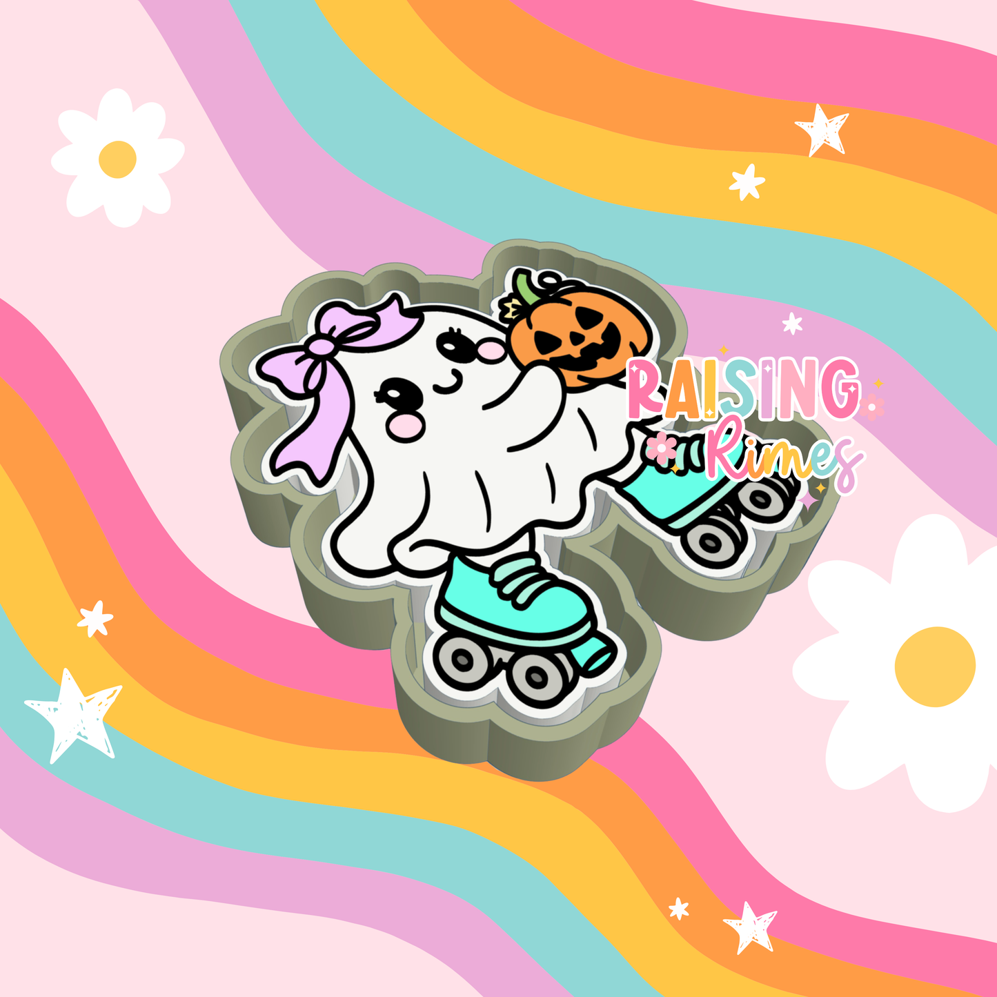 Girly Rollerblading Ghost Silicone Mold