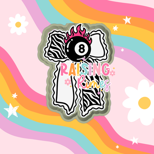 Flame 8 Ball Zebra Bow Silicone Mold