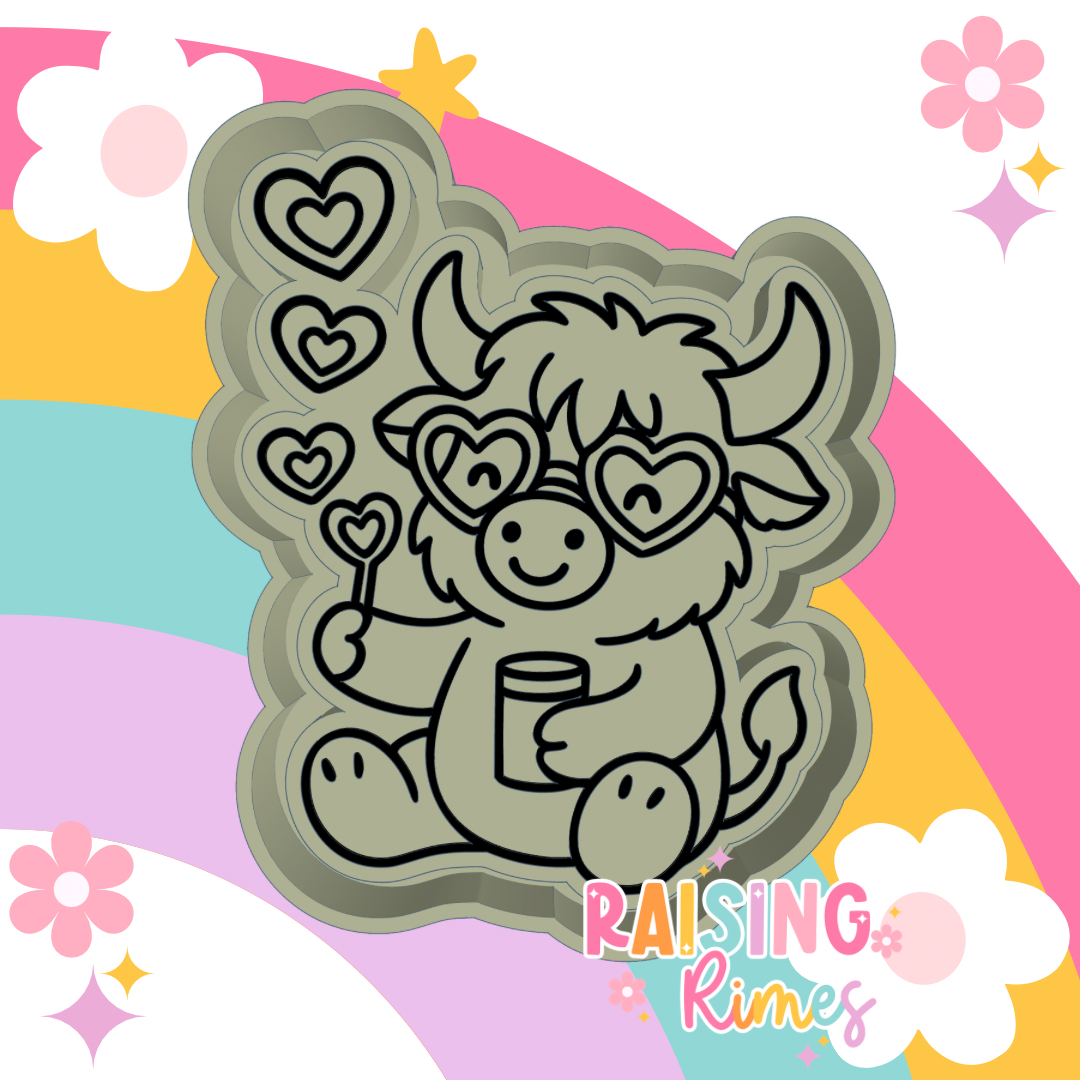 Cow Blowing Heart Bubbles Silicone Mold