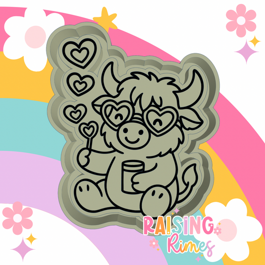 Cow Blowing Heart Bubbles Silicone Mold