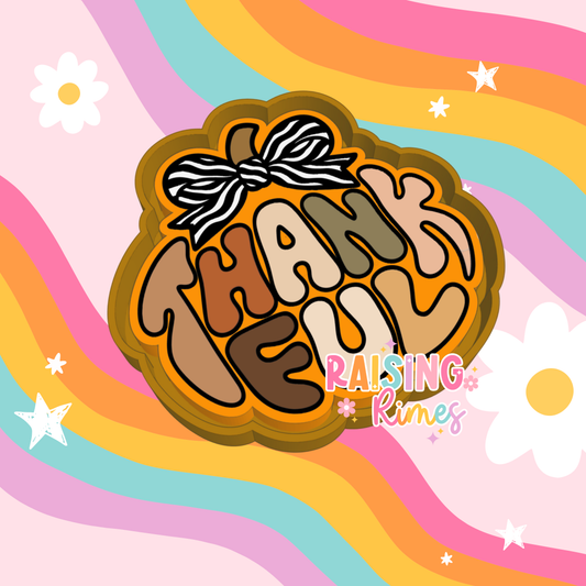 Thankful Shape Pumpkin w/ Zebra Bow Silicone Mold