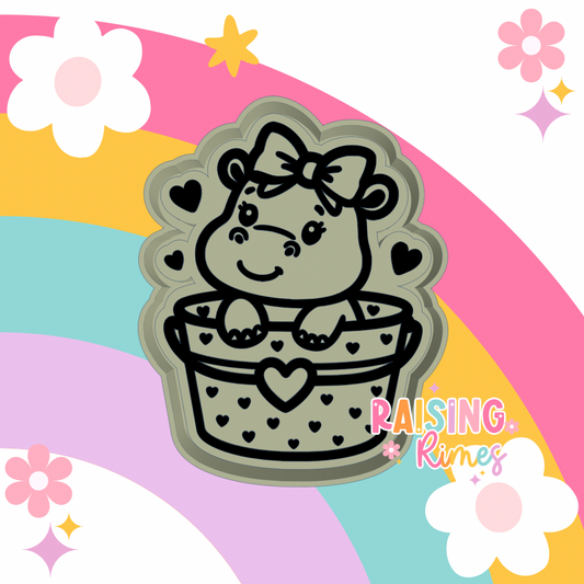 Hippo in Heart Bucket Silicone Mold