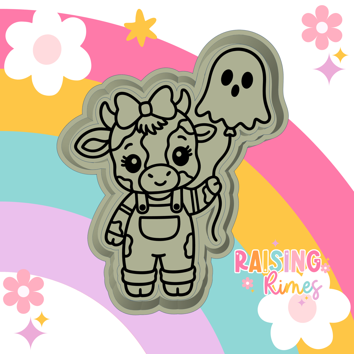 Cow w/ Ghost Balloon Silicone Mold