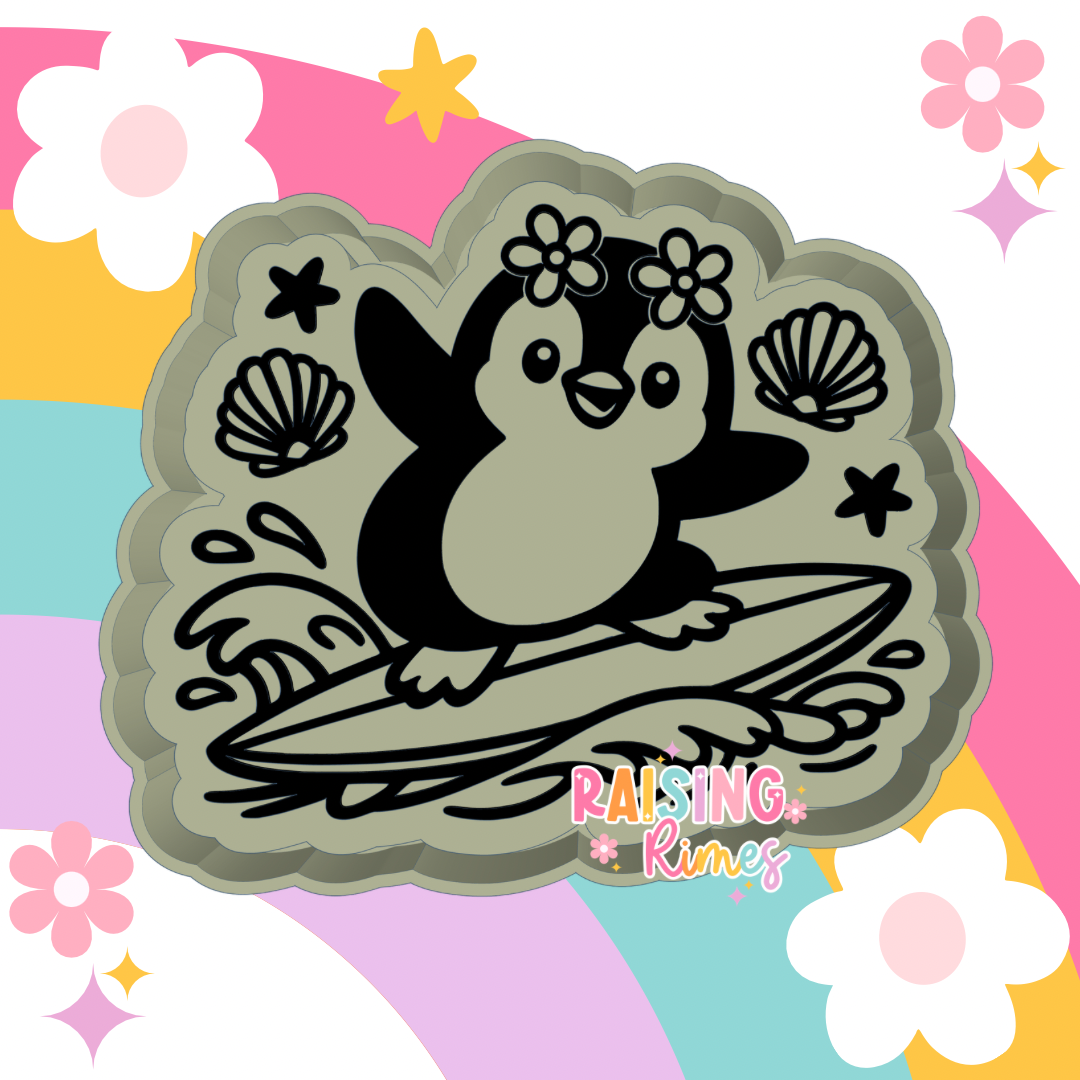 Surfing Penguin Silicone Mold