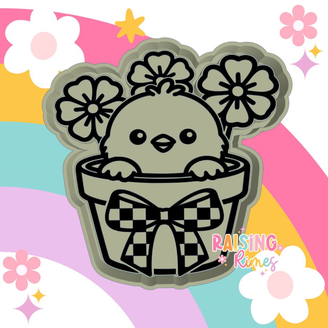 Chick In Flower Pot Silicone Mold