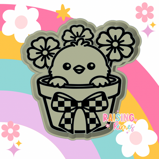 Chick In Flower Pot Silicone Mold