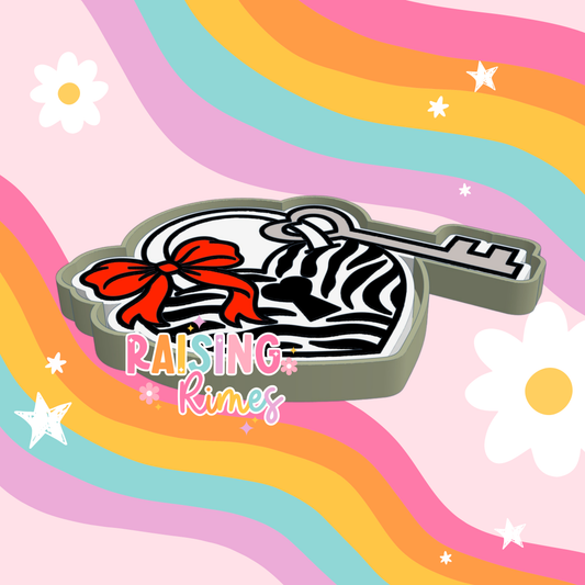Zebra Heart Locket w/ Heart Key Silicone Mold