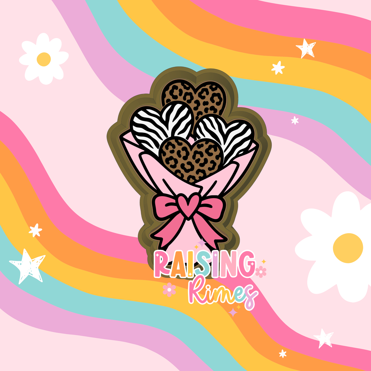 Zebra & Leopard Heart Bouquet Silicone Mold