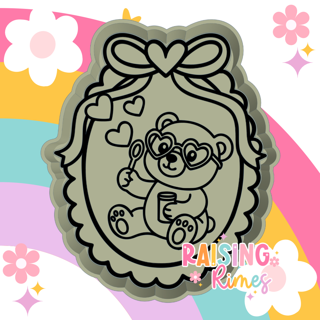 Bear Blowing Heart Bubbles Silicone Mold